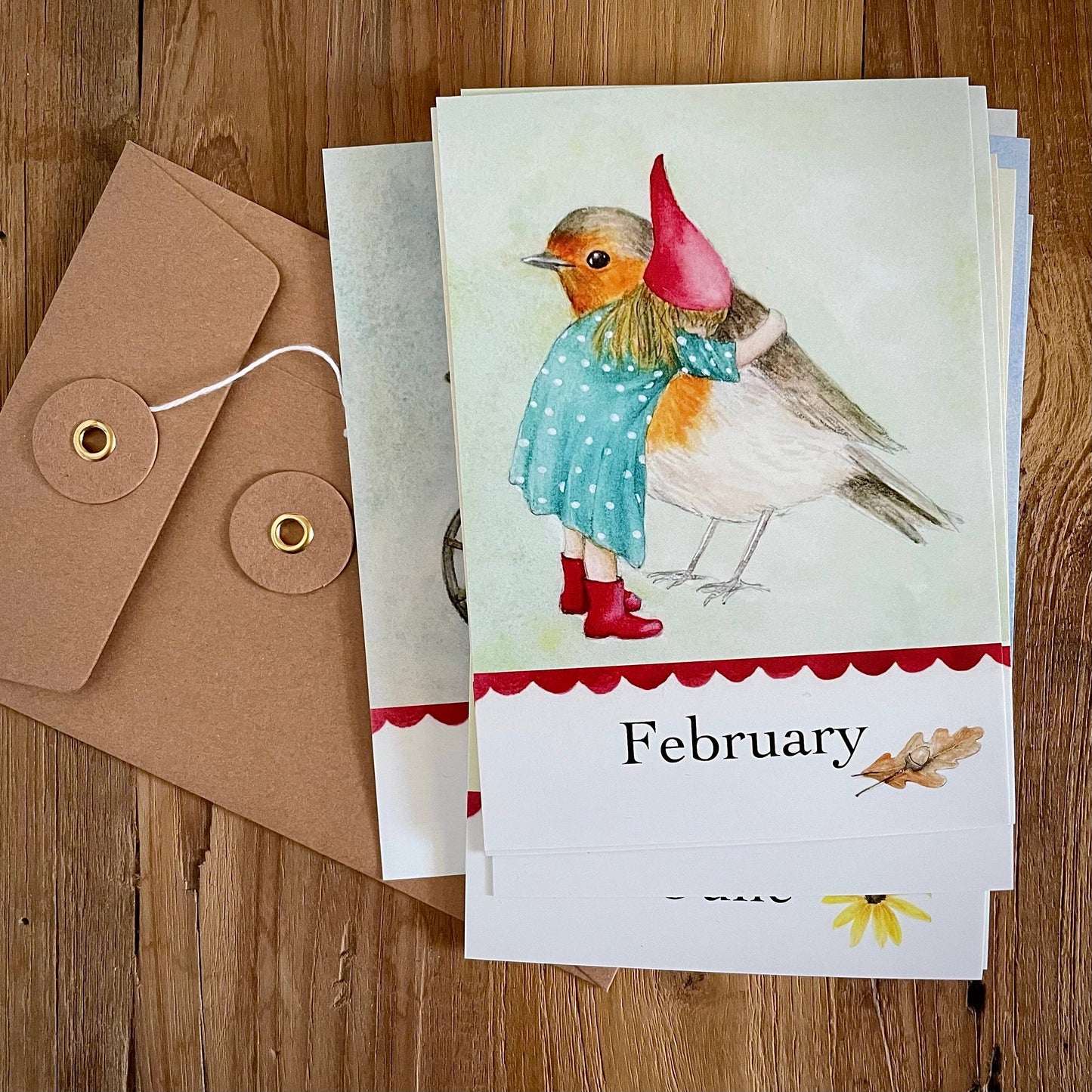 Sesonger i postkort sett: 12 kalender kort | Engelsk