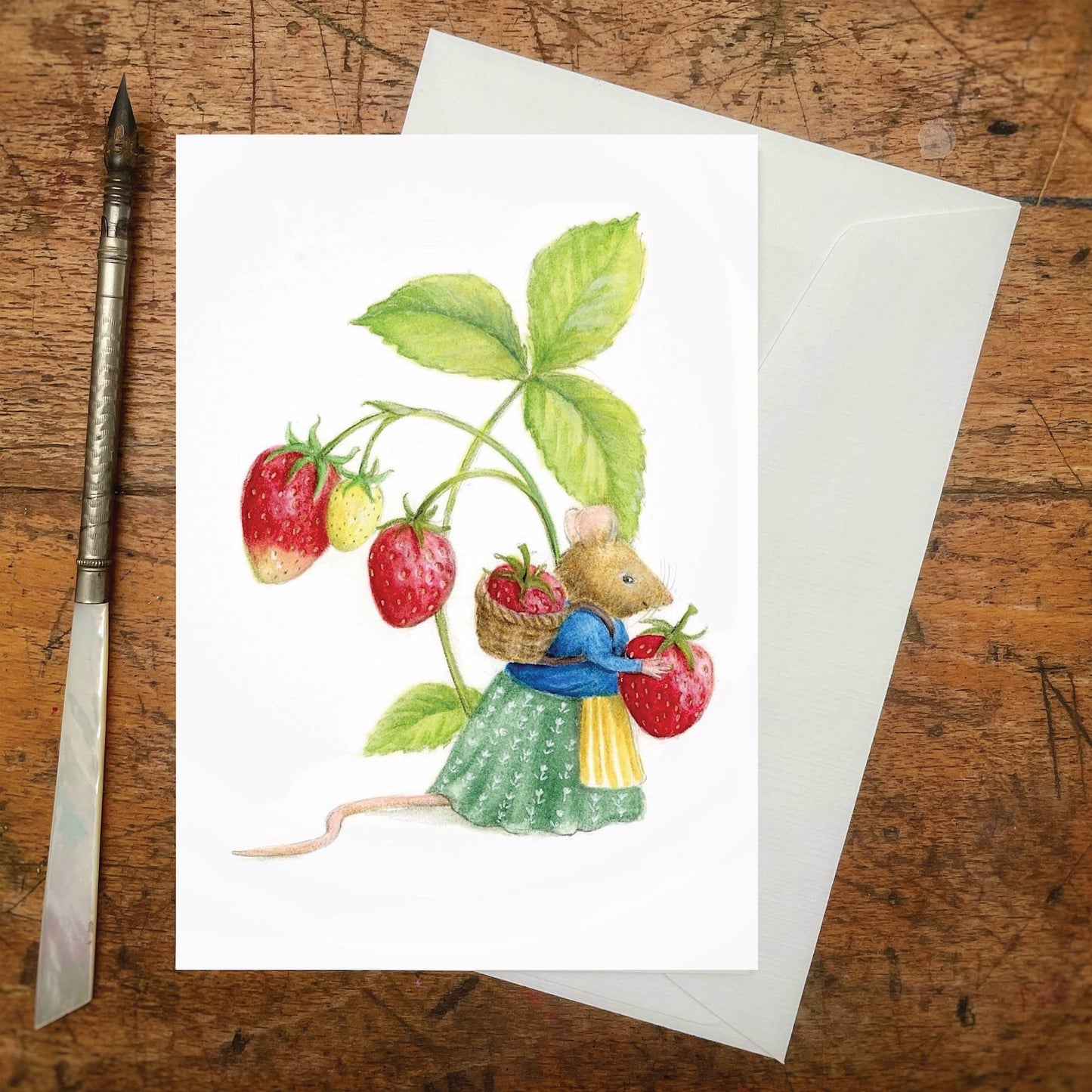 Strawberry Mouse (A7 greeting card with envelope)